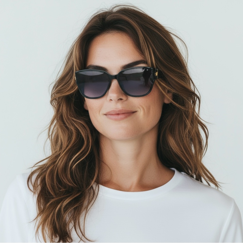 Versace Women’s Sunglasses | Black/Blue | Gray-Blue Lens | Like New (scratched) - Picture 8 of 16